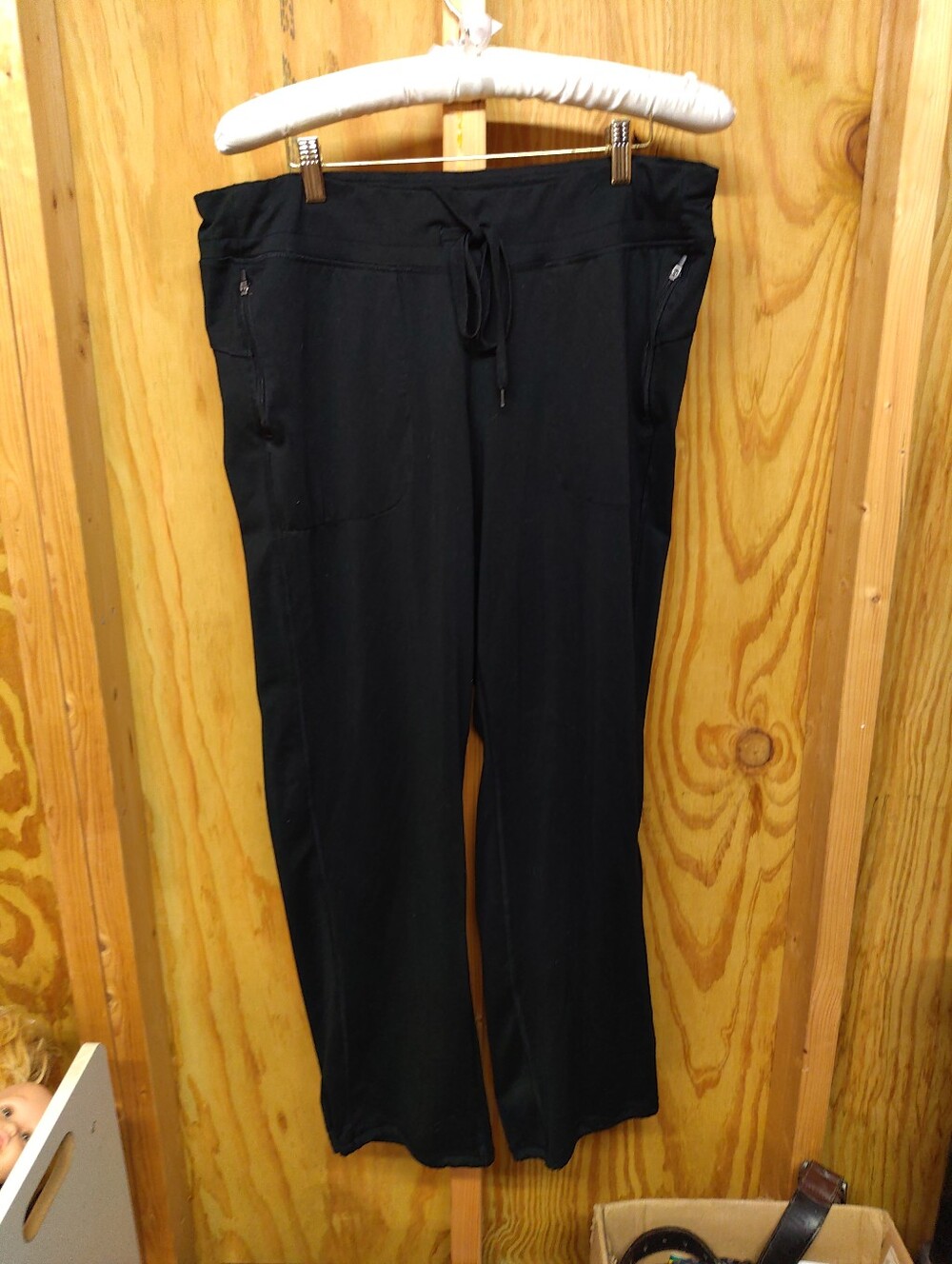 Champion C9 Black Athletic Pants Drawstring Waist Zipper Pockets Wide Leg XL